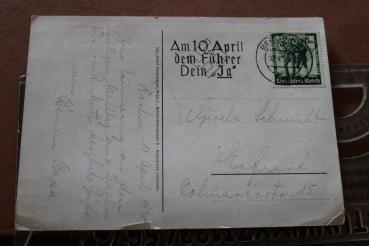 Preview: alte Postkarte - Wahlkampf - Portrait Adolf Hitler und das Deutsche Reich - 1938